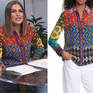 Alice + Olivia Colorful Geometric Button Down Shirt